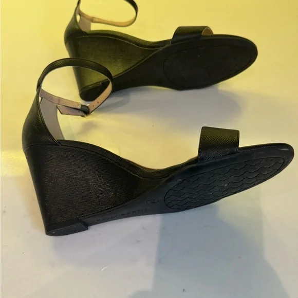 Kelly & Katie Black Wedge Sandals with Ankle Strap - Picture 7 of 7